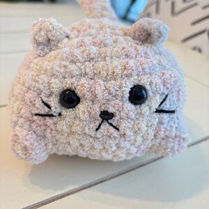 Crochet Yellow Tabby Cat Handmade Amigurumi Plush Unique Cute Chubby Kitten